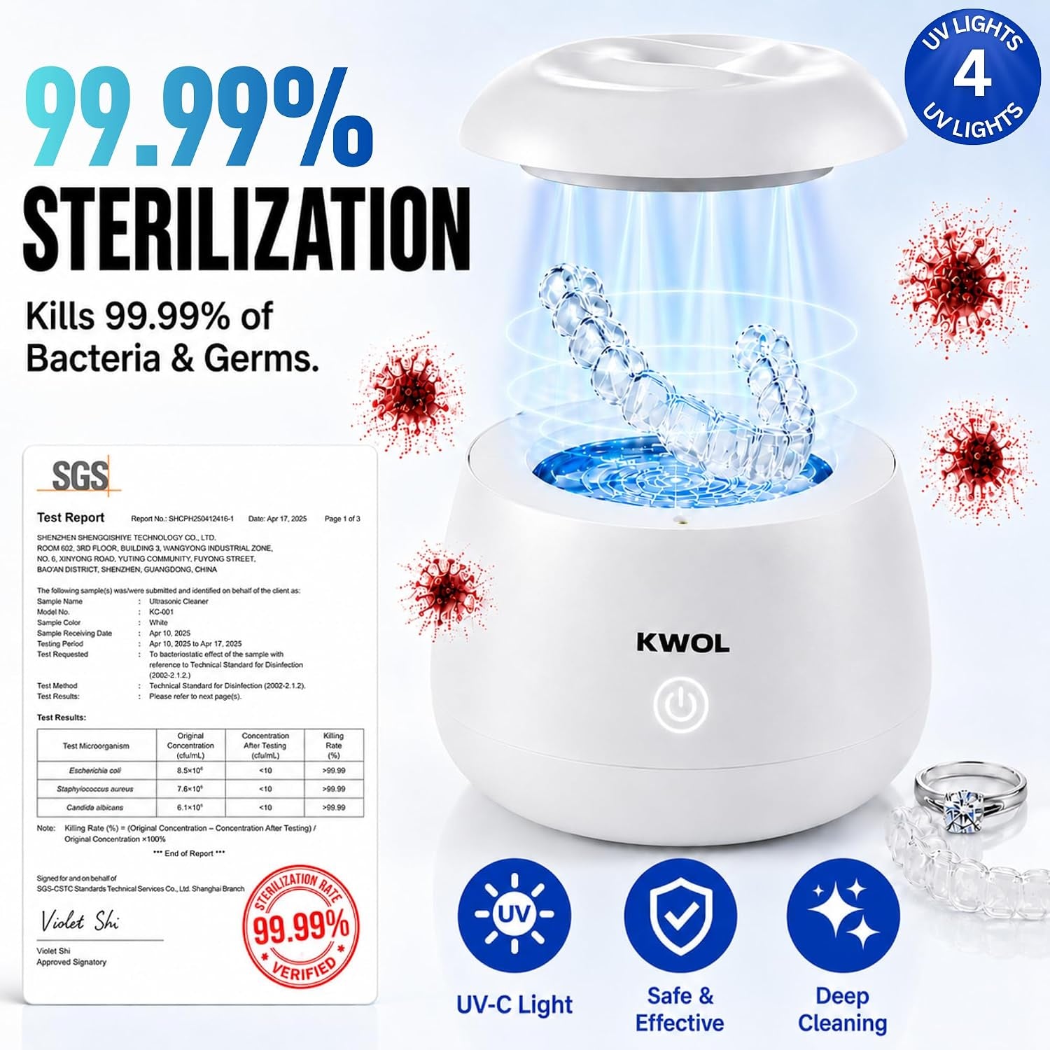 48kHz Ultrasonic Retainer & Night Guard Cleaner - 200ml
